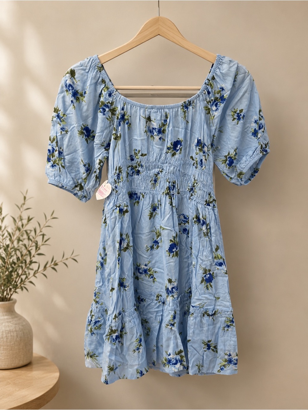 The Children's Place Light Blue Floral Puff Sleeve Dress